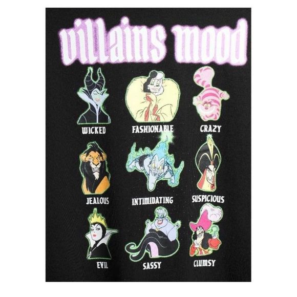 Disney Villains Graphic Mood Sweatshirt Black Crewneck Juniors Size Small (3-5) - Picture 2 of 4